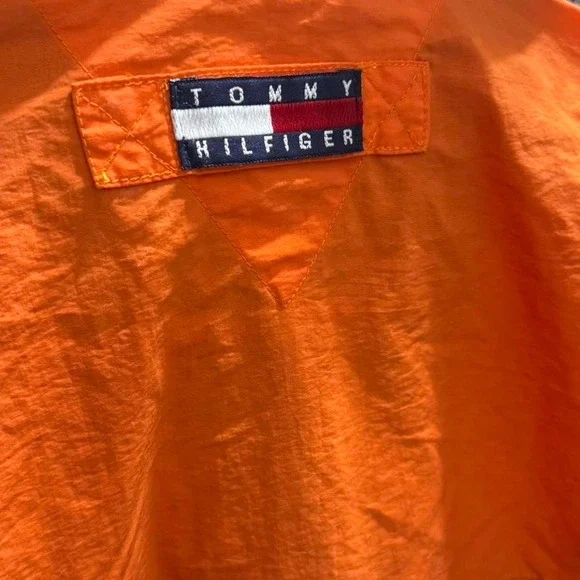 90s Vintage Tommy Hilfiger Colorblock Blue and Orange Windbreaker Streetwear - Picture 6 of 8